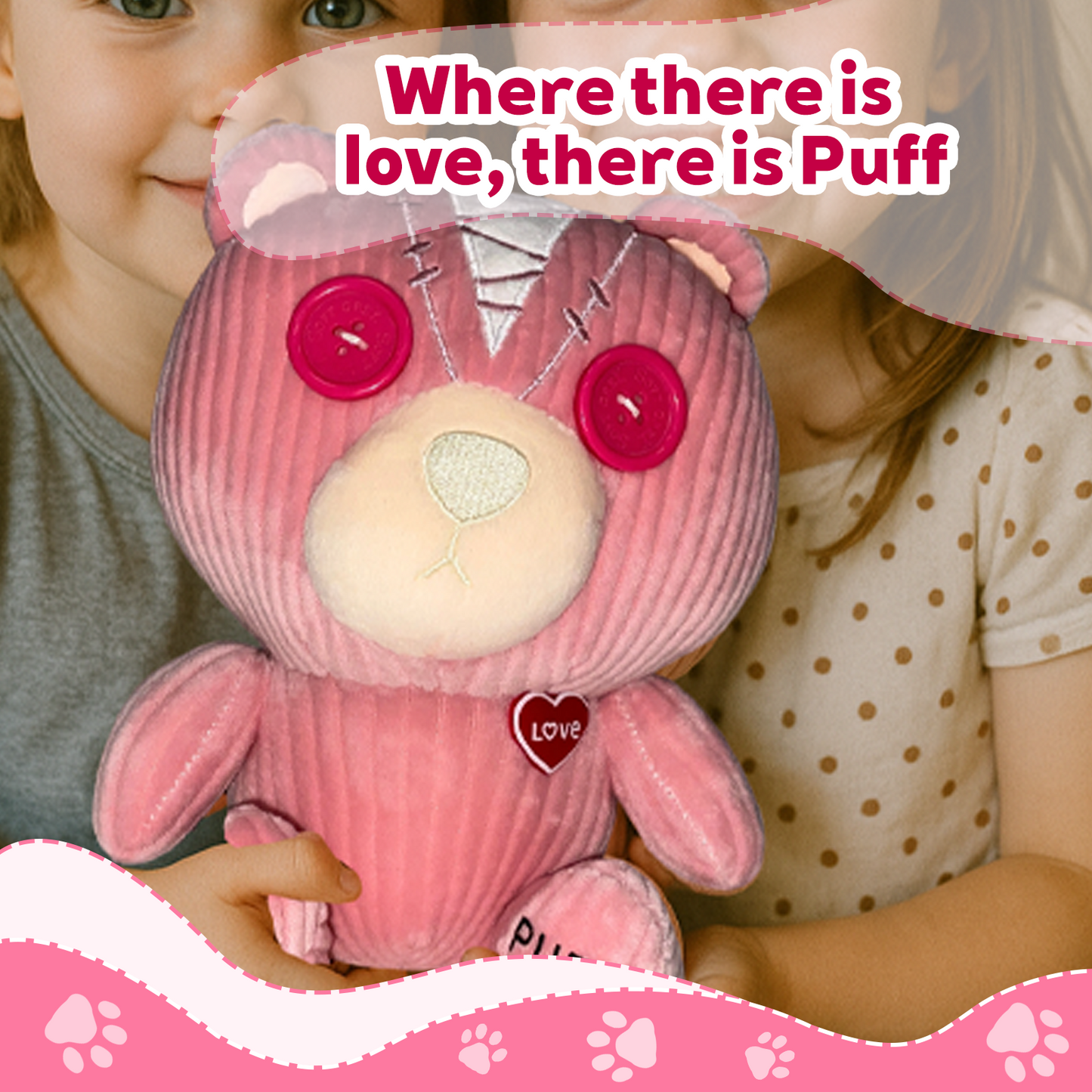 Puffy Cute Pink Bear