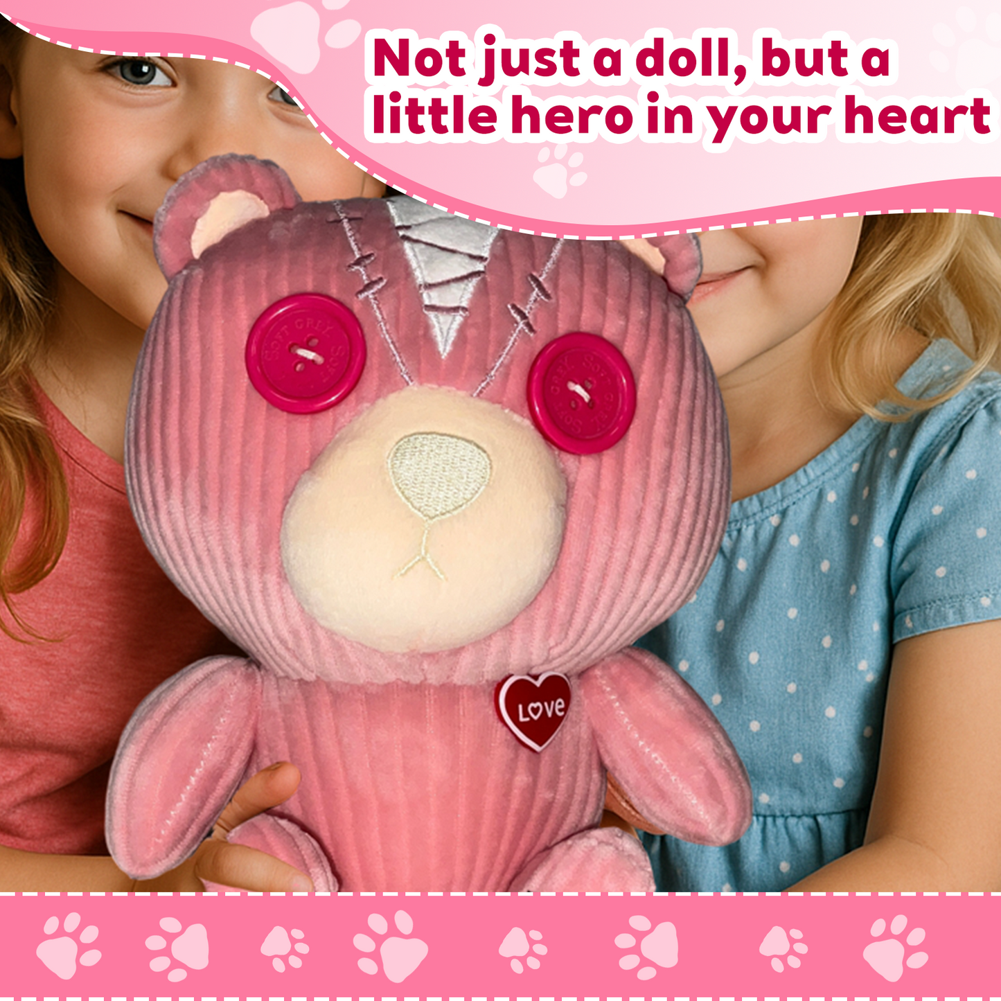 Puffy Cute Pink Bear